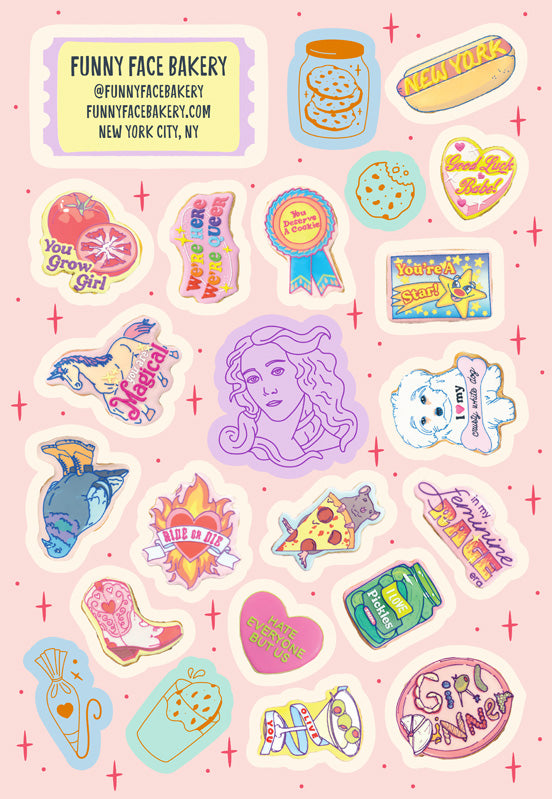 Funny Face Bakery sticker pages